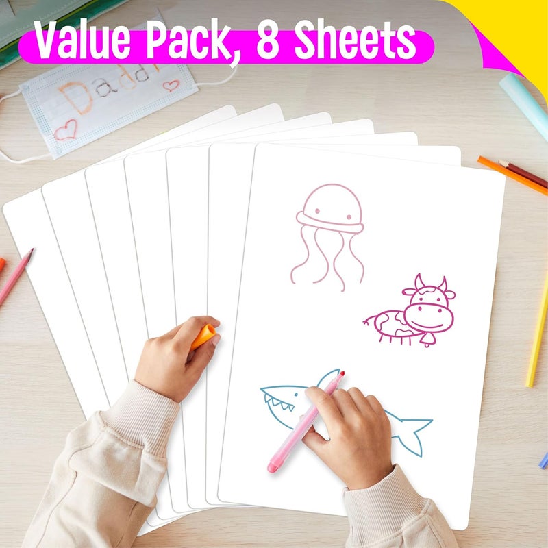 SpriteGru 8 Packs Small Whiteboards, Double Sided Dry Erase Blank Board, Writable and Erasable White Board for Office, Home, Classroom, Math, Drawing (Each Measures 12” x 9”) - Image 2